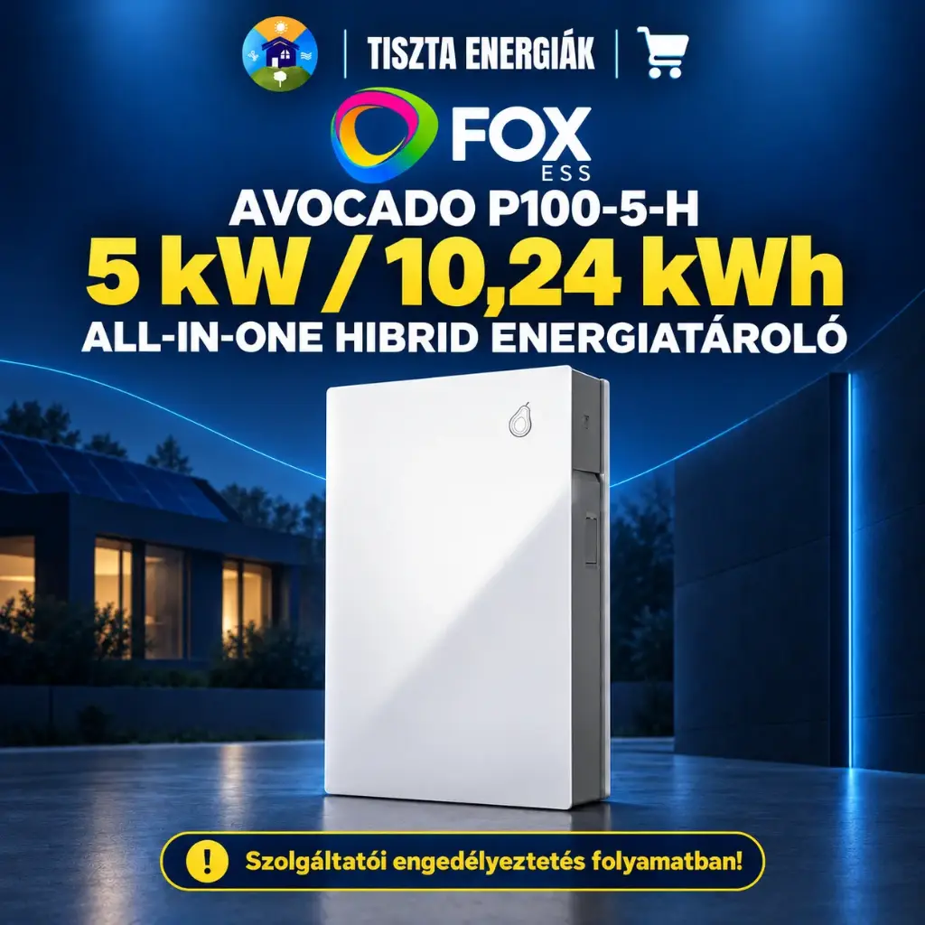 FoxESS Avocado P100-5-H all-in-one hibrid inverter + 10,24kWh akkumulátor előlappal