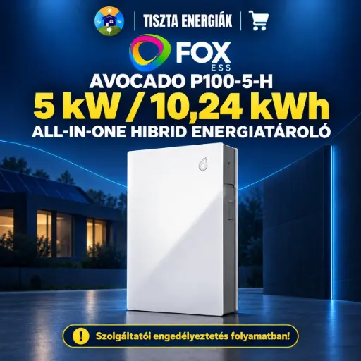 [FOXAVOCP1005H] FoxESS Avocado P100-5-H all-in-one hibrid inverter + 10,24kWh akkumulátor előlappal